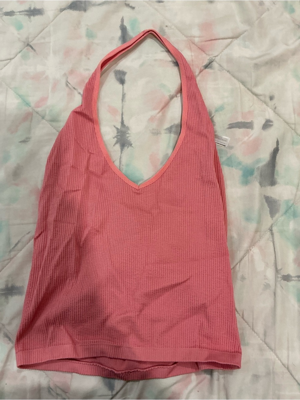 Urban Outfitters Pink Ribbed Halter Tank